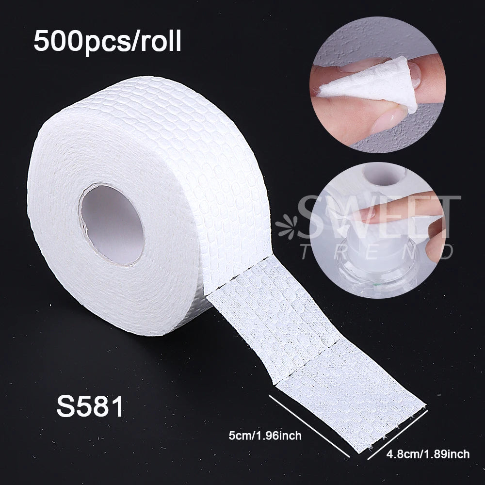 500/1000pcs Nail Wipe Cotton Pads Nail Manicure Polish Remover Cleaner Paper Soak Nail Cleaning Manicure Tool Small Roll Wipe