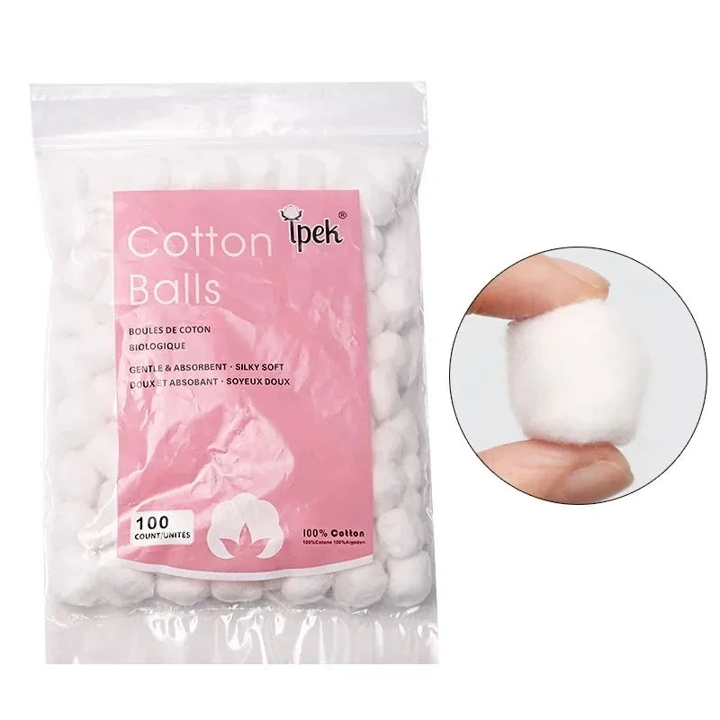 100PCS Nail Art Cotton Balls Nail Polish Remover Cleaning Tool UV Gel Nail Tips Cleaner Manicure Accessories