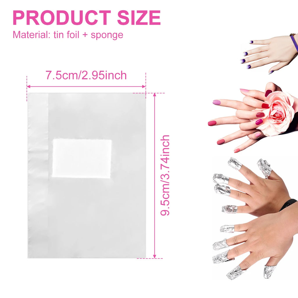 500/1000Pcs Aluminium Foil Gel Nail Remover Wipes Polish Removal Soak Off Acrylic UV Gel Remover Wrap with Acetone Manicure Tool