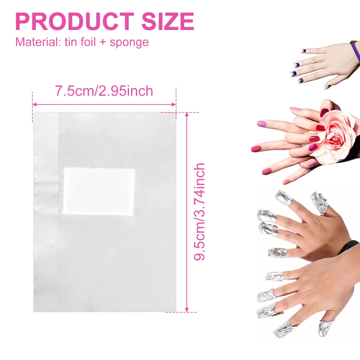 500/1000Pcs Aluminium Foil Gel Nail Remover Wipes Polish Removal Soak Off Acrylic UV Gel Remover Wrap with Acetone Manicure Tool