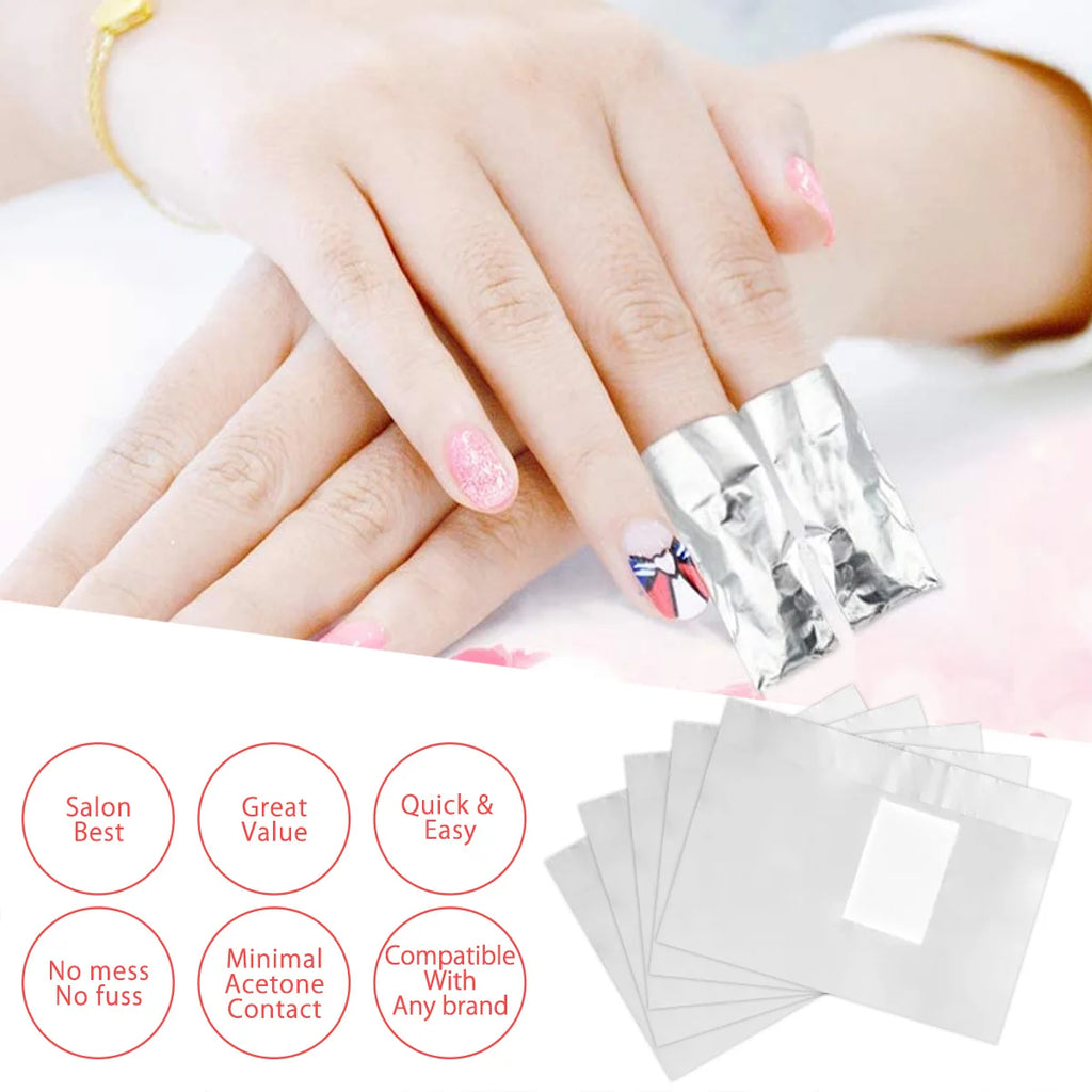 500/1000Pcs Aluminium Foil Gel Nail Remover Wipes Polish Removal Soak Off Acrylic UV Gel Remover Wrap with Acetone Manicure Tool