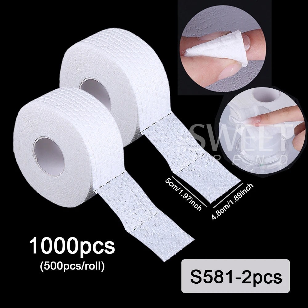 500/1000pcs Nail Wipe Cotton Pads Nail Manicure Polish Remover Cleaner Paper Soak Nail Cleaning Manicure Tool Small Roll Wipe