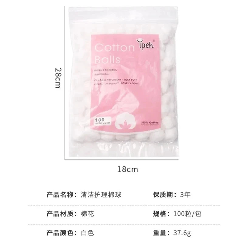 100PCS Nail Art Cotton Balls Nail Polish Remover Cleaning Tool UV Gel Nail Tips Cleaner Manicure Accessories